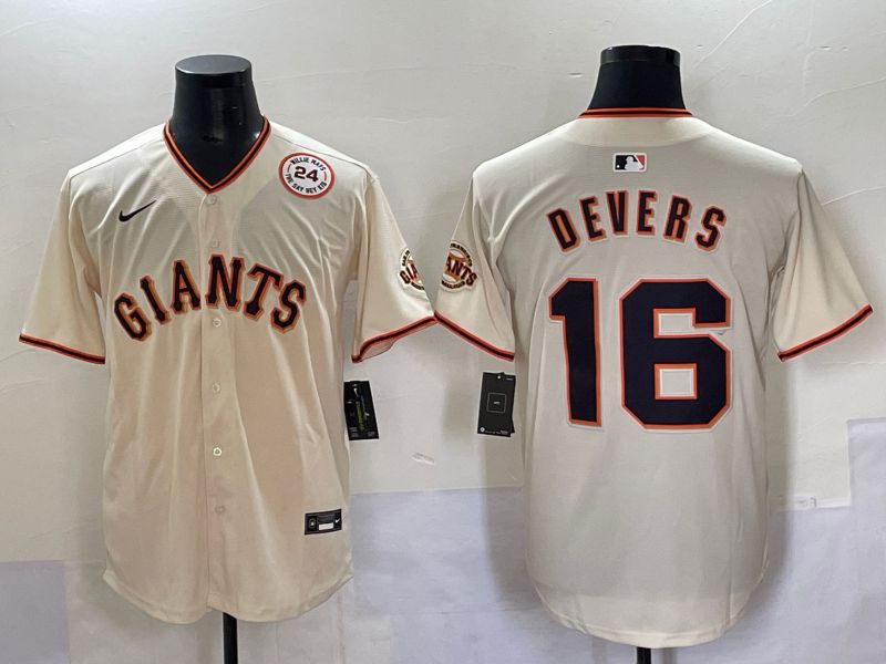 Men 2025 San Francisco Giants #16 Devers Cream Game Nike MLB Jersey style 52->san francisco giants->MLB Jersey